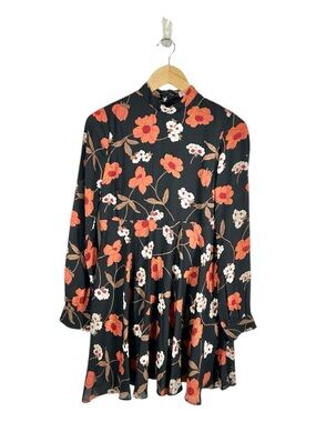 Re:Named Black Floral Boho Long Sleeve Dress Size Medium